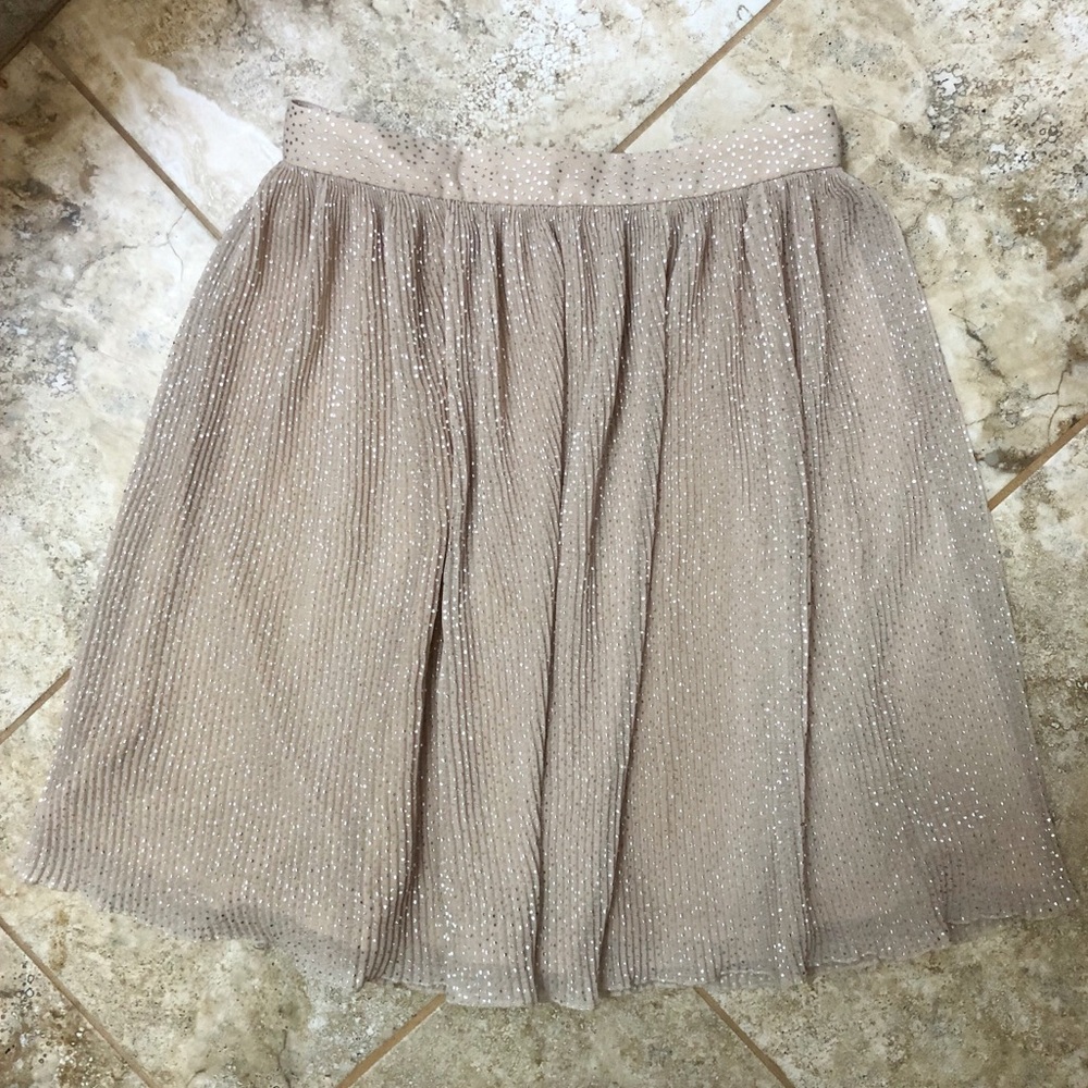 H&M Beige Pleated Silver Dot Skirt